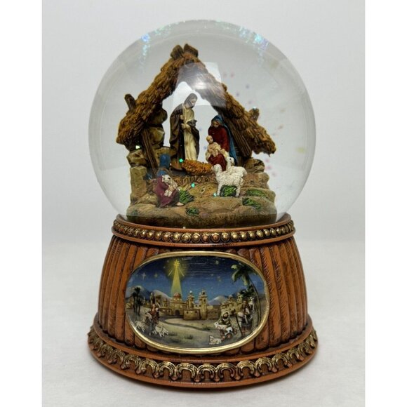 Roman Glitterdome Nativity Scene Musical Snow Globe 6" Tune: O Holy Night 2011 - Picture 1 of 14